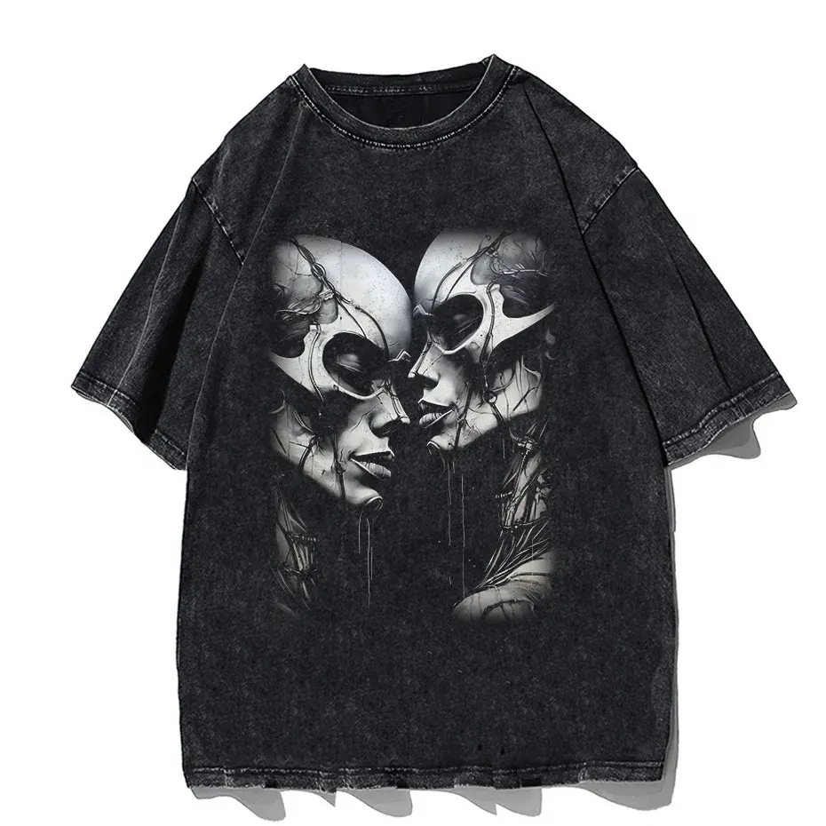 Hip-Hop Skull T-Shirt Men Vintage Harajuku Y2K Streetwear Black Cotton Tee by Vimost Shop
