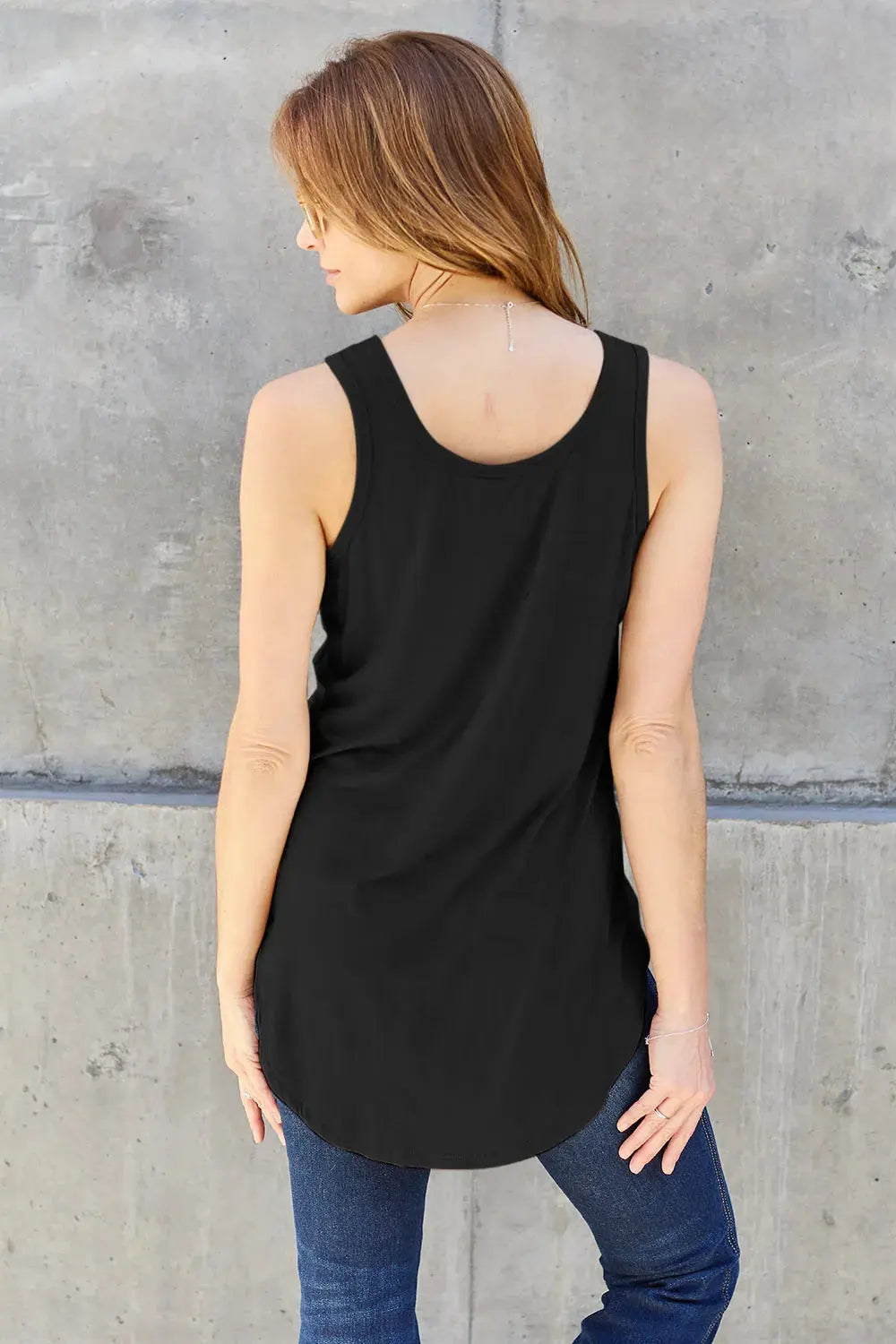 Basic Bae Full Size Round Neck Curved Hem Tank by Basic Bae