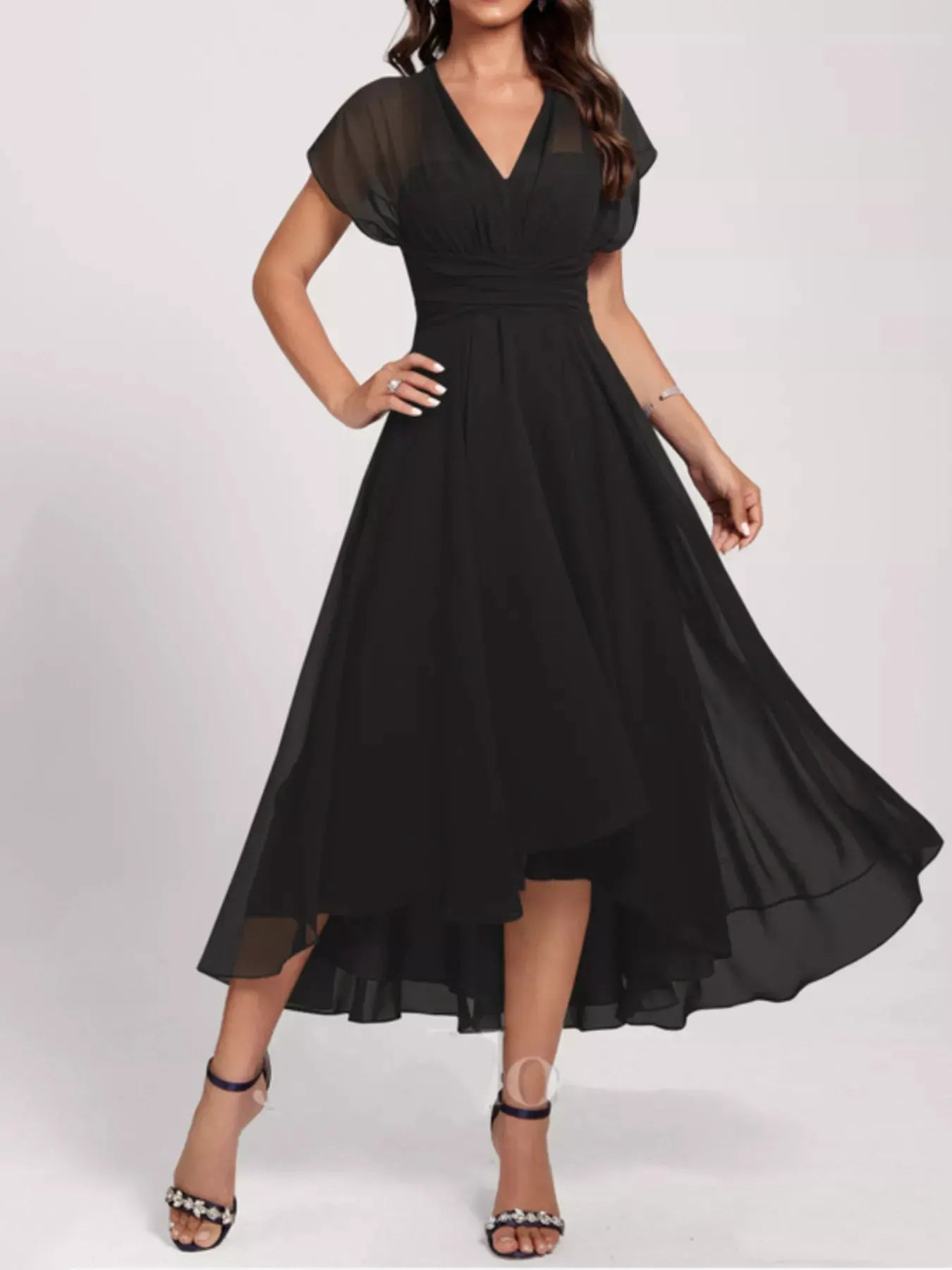 Ruched A-Line Midi Dress by Partner Label