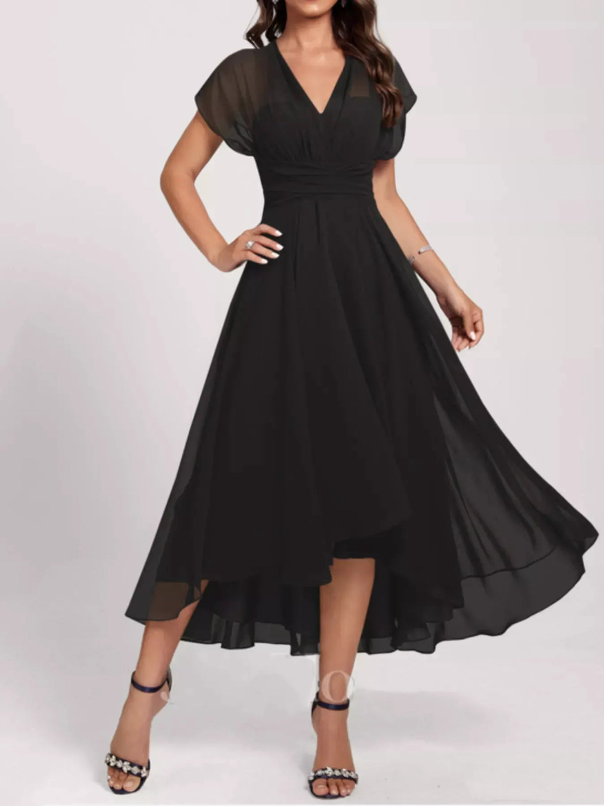 Ruched A-Line Midi Dress by Partner Label