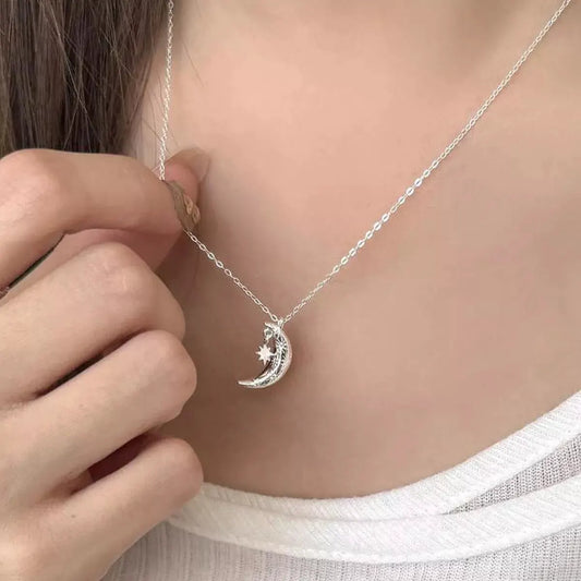 925 Sterling Silver Star Moon Necklace by Partner Labels