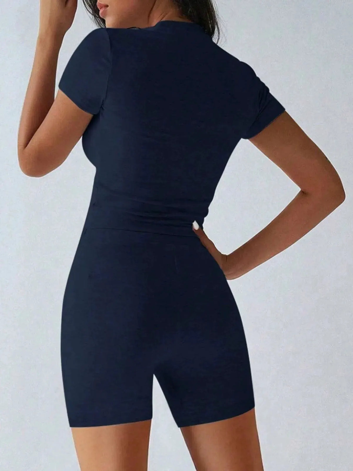 Round Neck Short Sleeve Top and Shorts Set by Partner Label