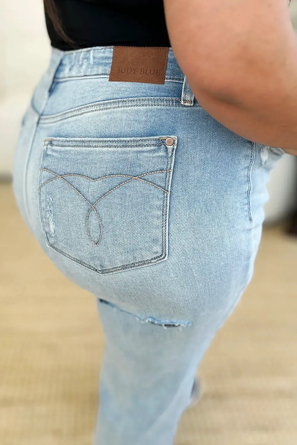 Judy Blue Full Size High Waist Distressed Straight Jeans by Judy Blue