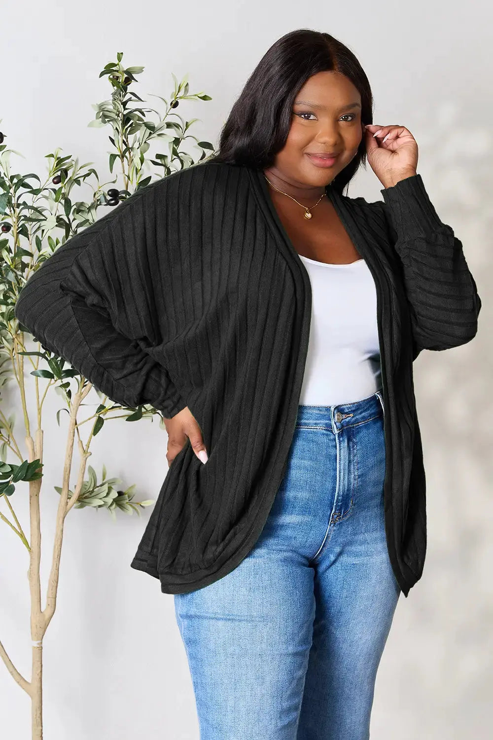 Basic Bae Full Size Ribbed Cocoon Cardigan by Basic Bae