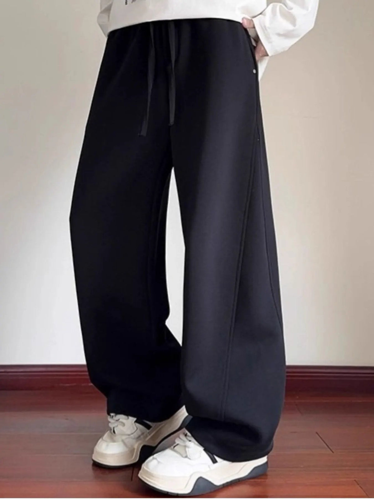Men's Plus Size Drawstring Wide Leg Pants by Partner Label