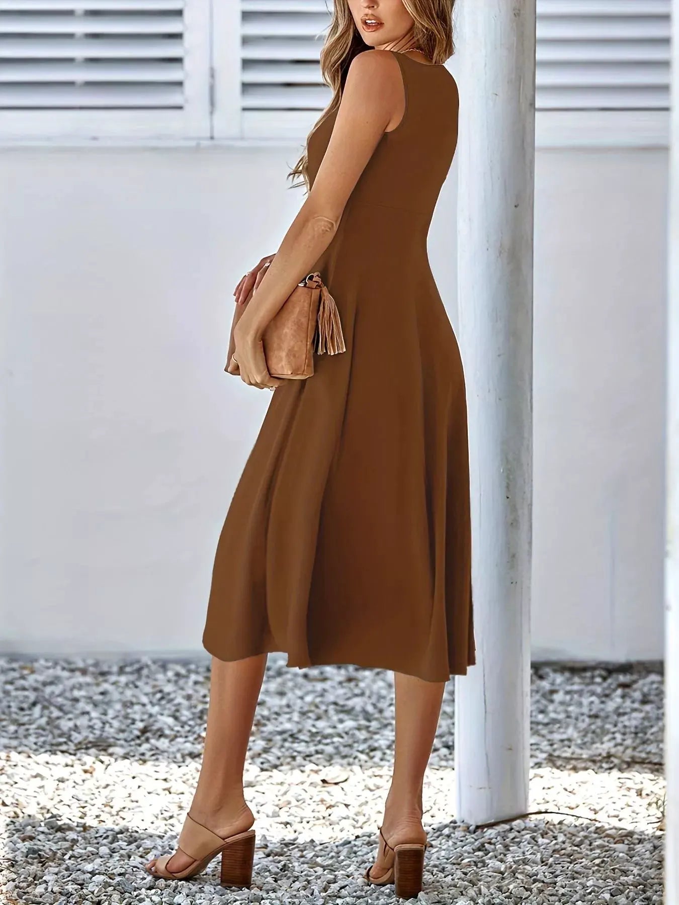 Sleeveless A-Line Midi Dress by Partner Label