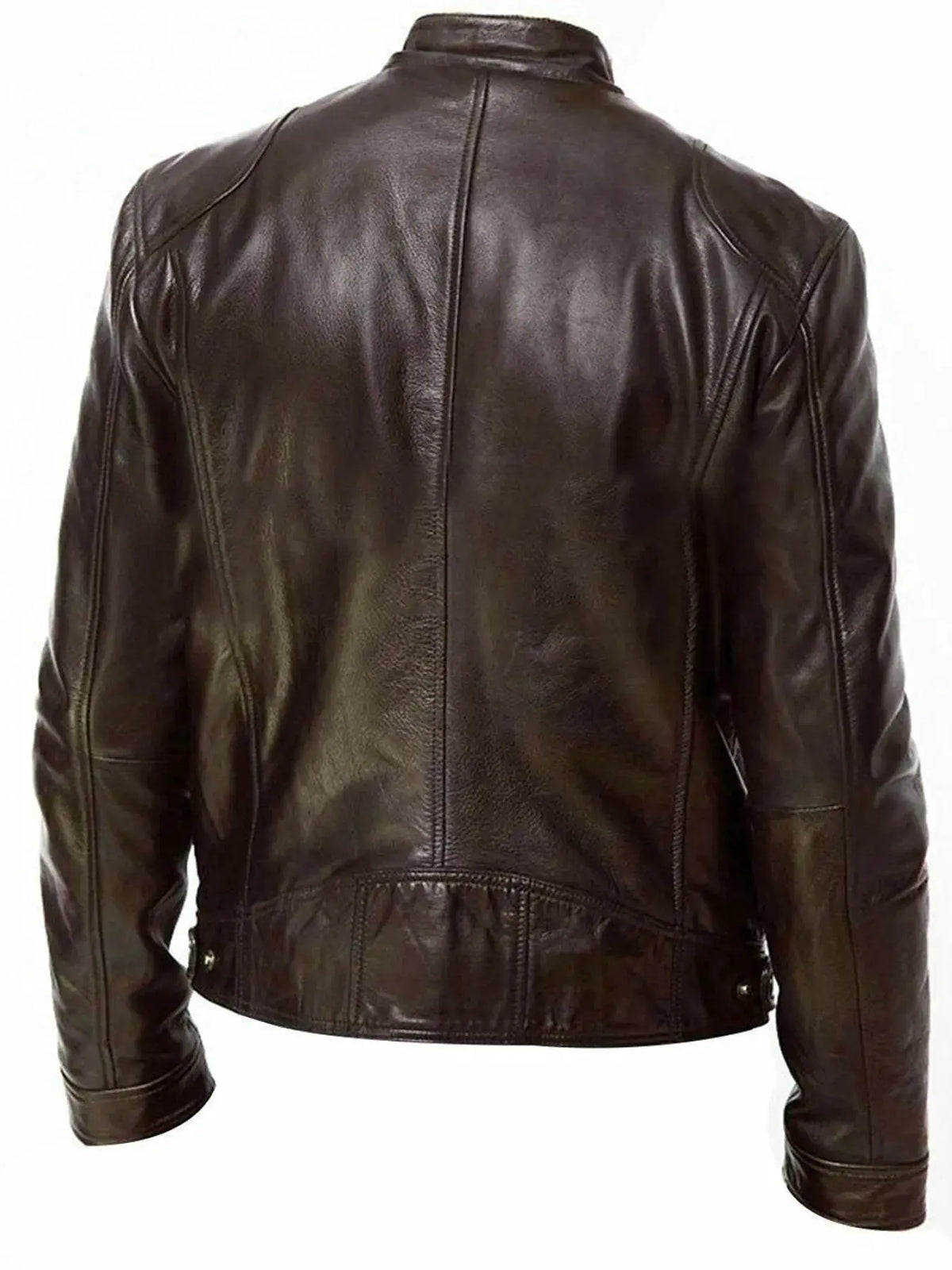Men's Full Size Leather Biker Jacket with Zipper Pockets Plus Size by Trendsi
