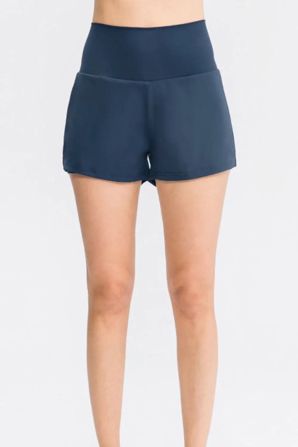 Wide Waistband Sports Shorts with Pockets by Partner Label