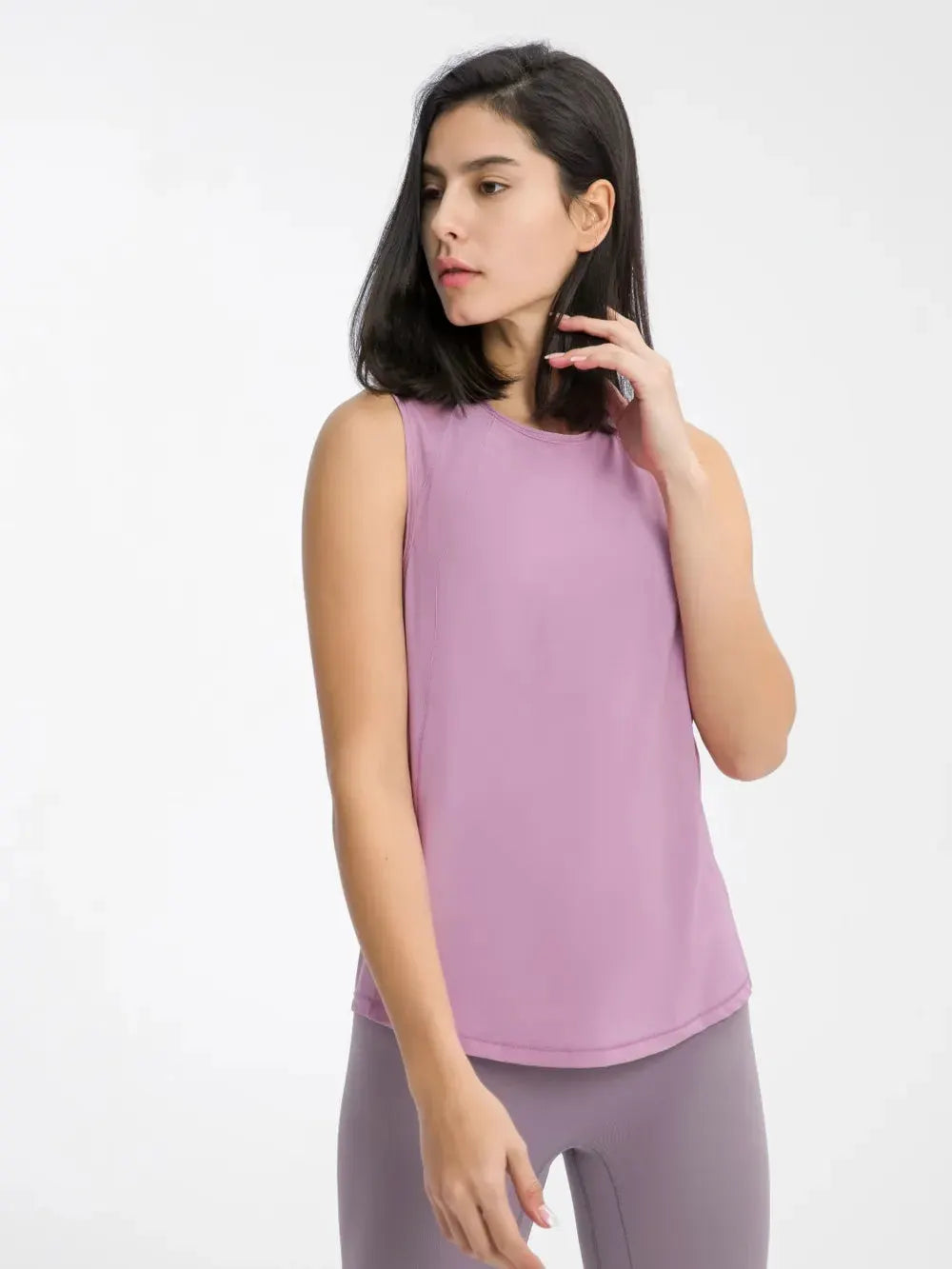 Millennia Cutout Back Round Neck Active Tank by Millennia