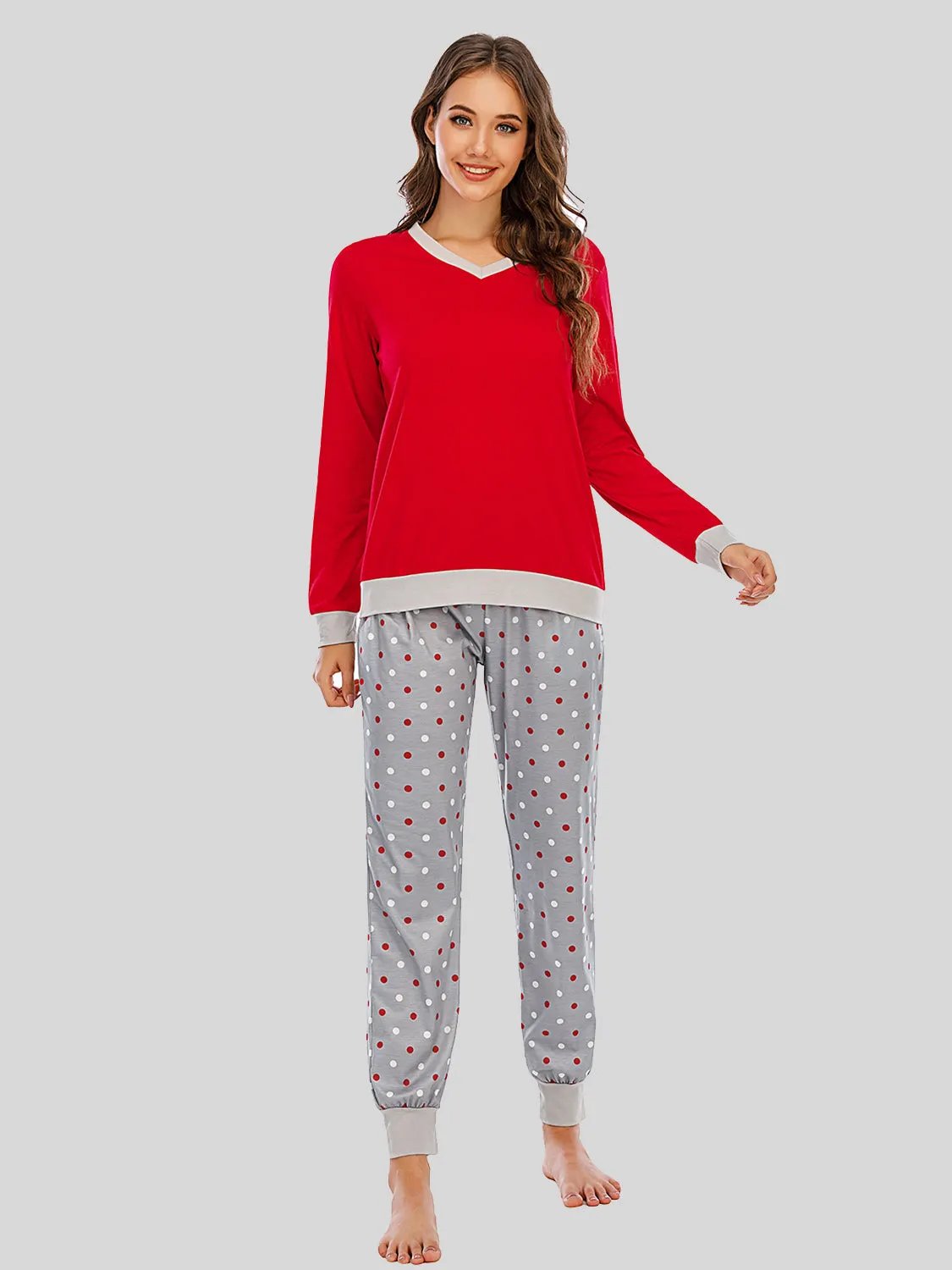 Long Sleeve Top and Polka Dot Pants Set by POL