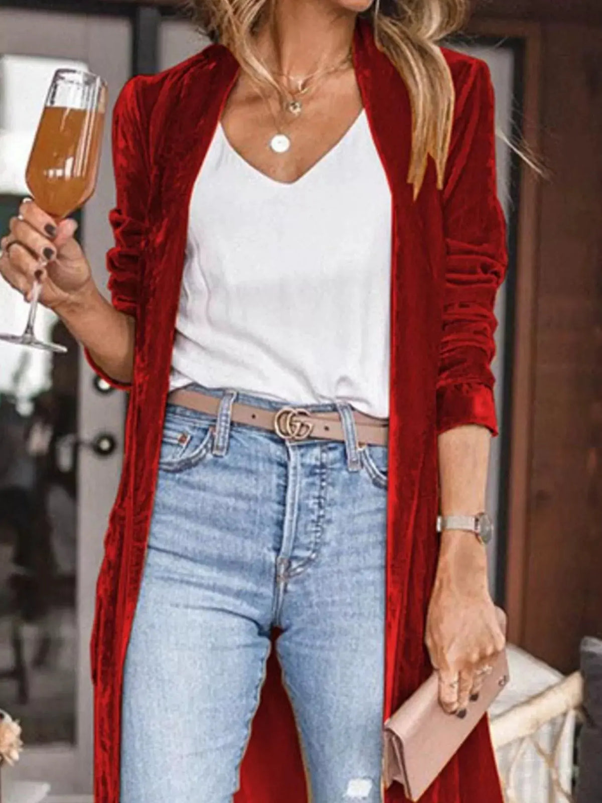 Open Front Long Sleeve Longline Cardigan by Partner Label