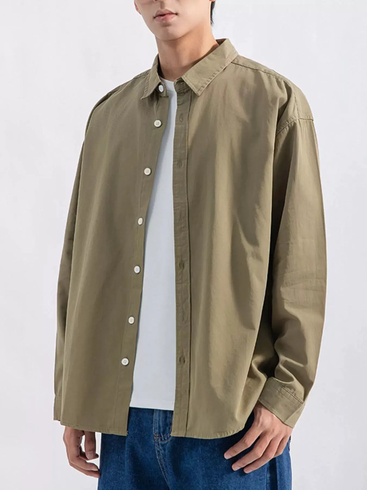 Men's Plus Size Button Up Long Sleeve Shirt by Trendsi
