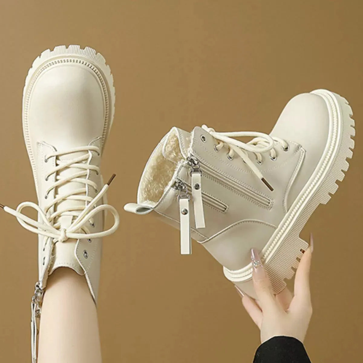 Lace-Up Ankle Combat Boots by Partner Label