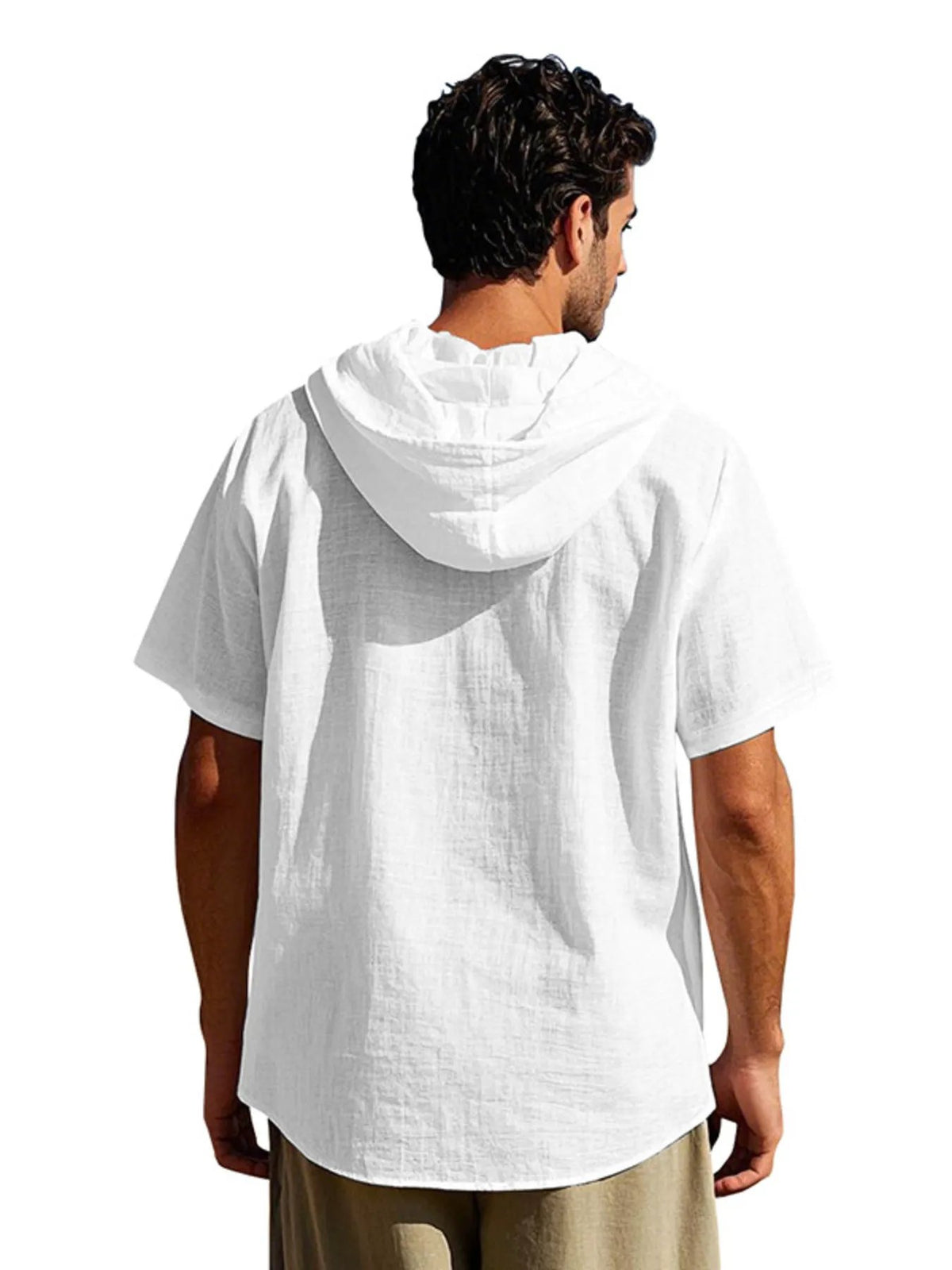 Men's Full Size Casual Hooded Short-Sleeve Shirt Plus Size by Trendsi