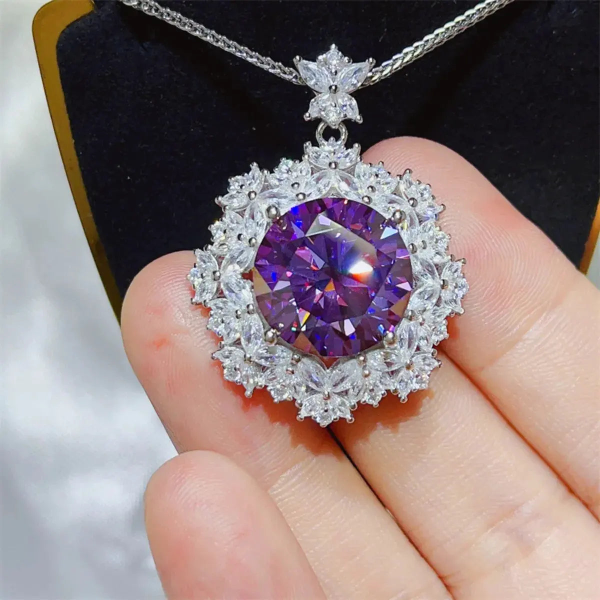 10 Carat Moissanite 925 Sterling Silver Necklace by Partner Labels