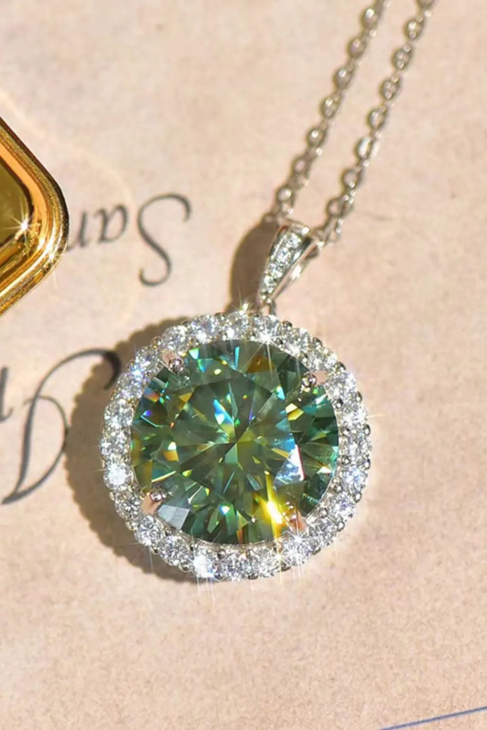 10 Carat Moissanite Pendant Platinum-Plated Necklace by Partner Labels