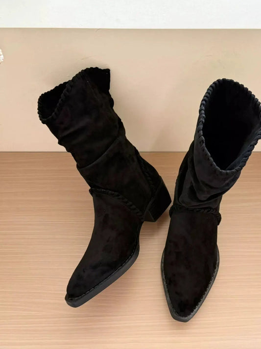 Point Toe Block Heels Boots by Partner Label