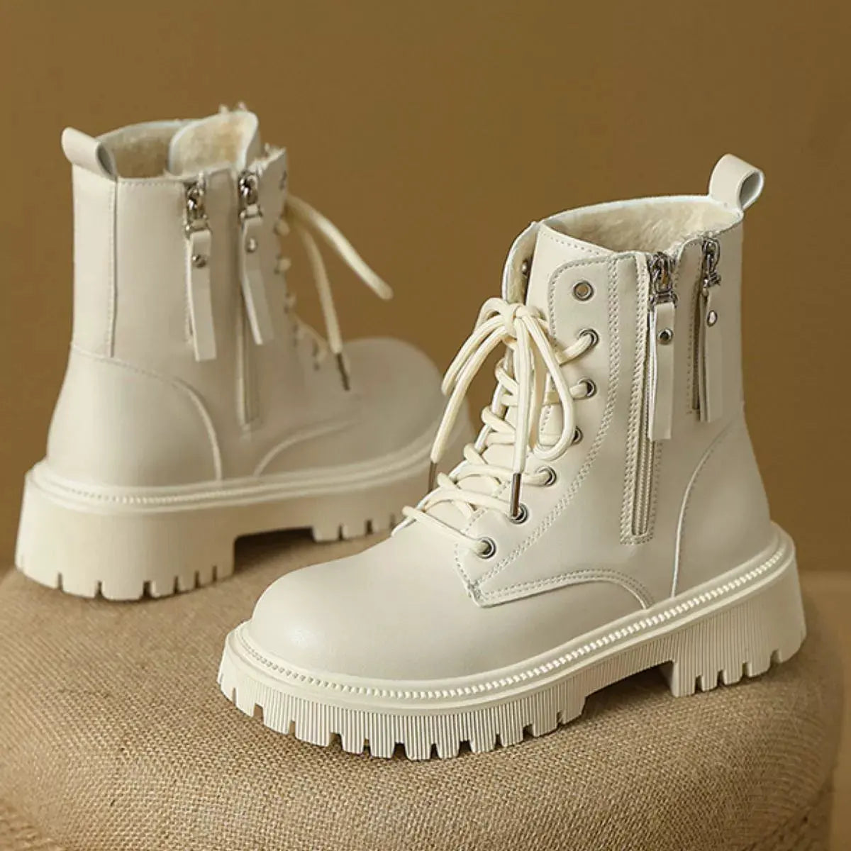 Lace-Up Ankle Combat Boots by Partner Label