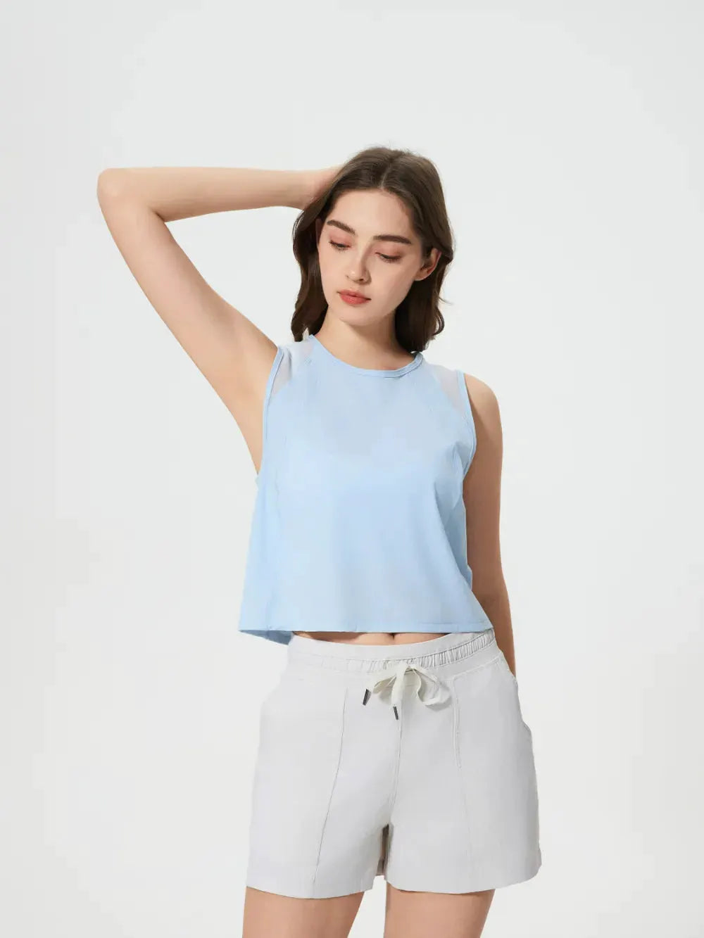Millennia Round Neck Cropped Active Tank by Millennia