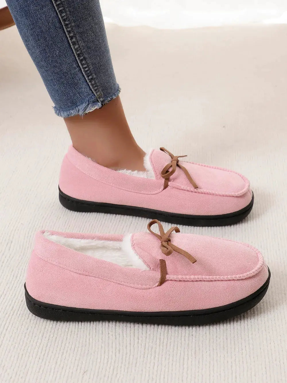 Bow Round Toe Flat Slip-Ons by Partner Label