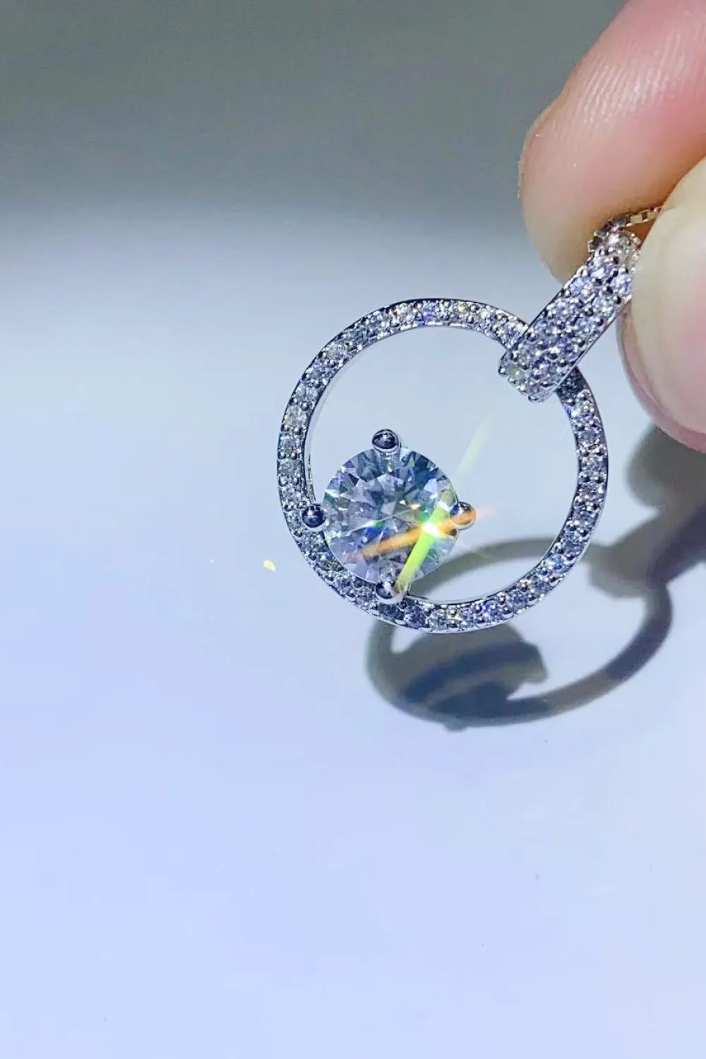 1 Carat Moissanite 925 Sterling Silver Necklace by Partner Label