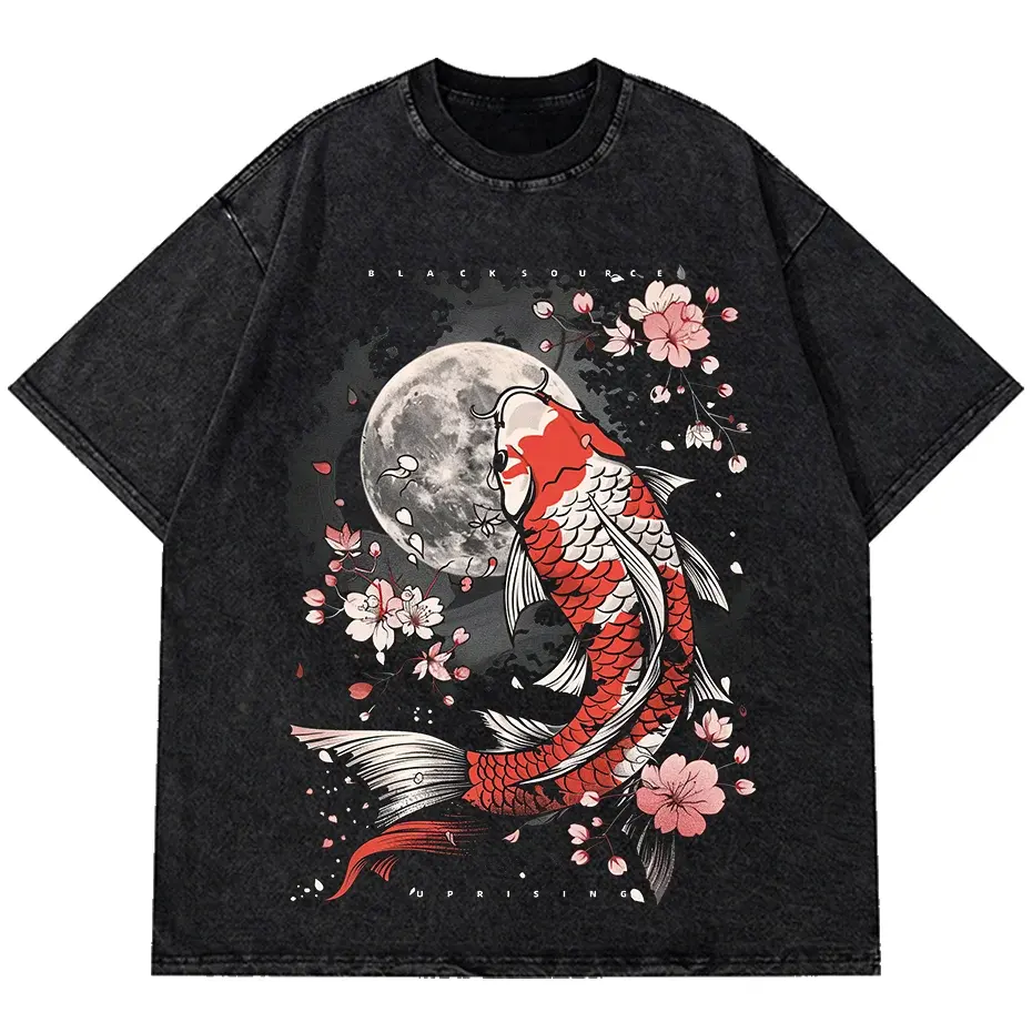 Mens Cotton Goldfish Print T Shirt Summer Loose Casual Short Sleeve by Vimost Shop