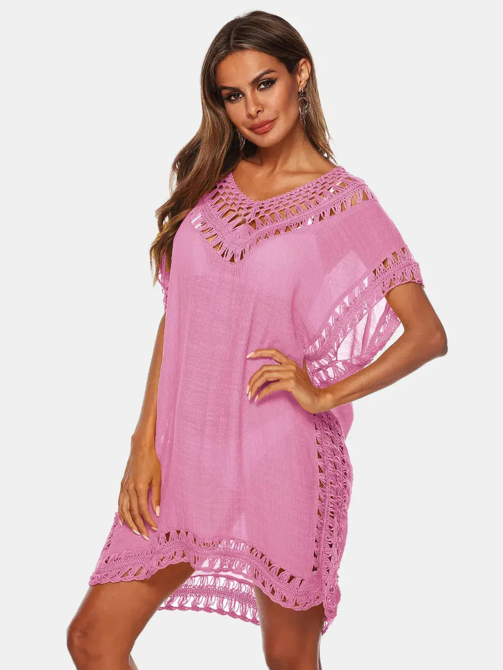 Cutout V-Neck Short Sleeve Cover-Up by Partner Labels