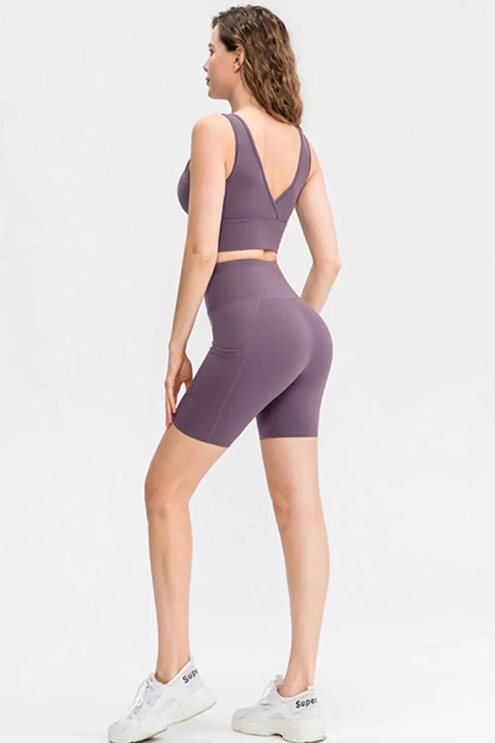 Wide Waistband Sports Shorts with Pockets by Partner Label