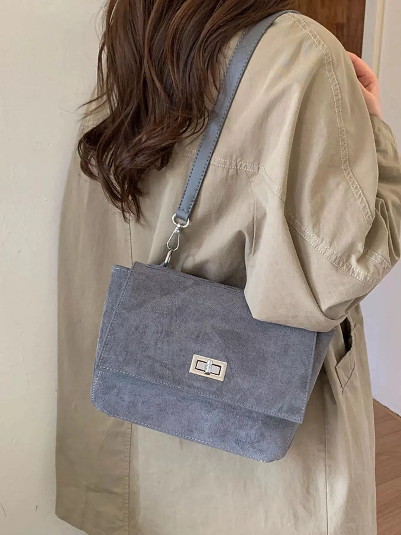 Suede Flap Crossbody Bag by Partner Label
