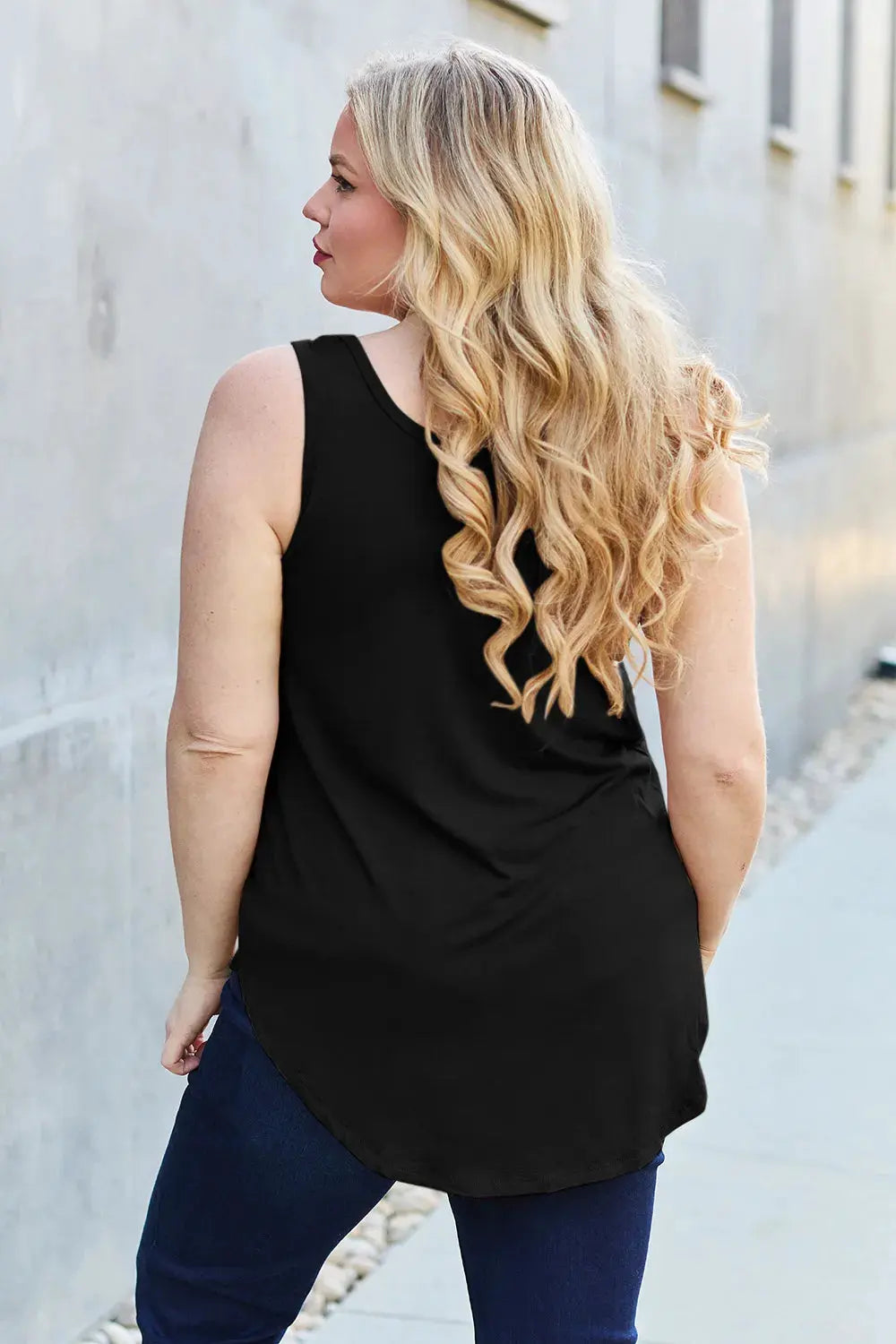 Basic Bae Full Size Round Neck Curved Hem Tank by Basic Bae
