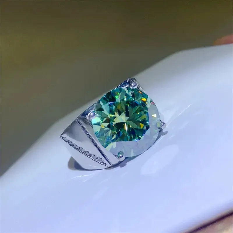10 Carat Moissanite 925 Sterling Silver Signet Ring by Partner Label