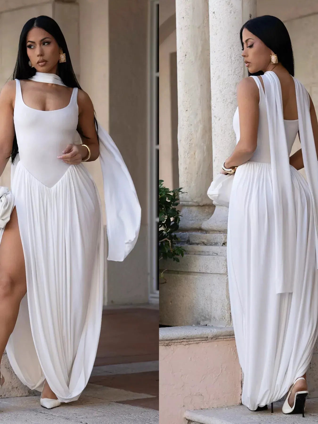 Scoop Neck Slit Maxi Dress by Partner Label