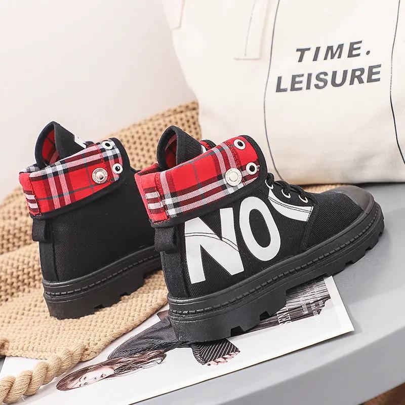 New All-match High-top Girls Canvas Short Boots Women's Shoes by Maiden-Art