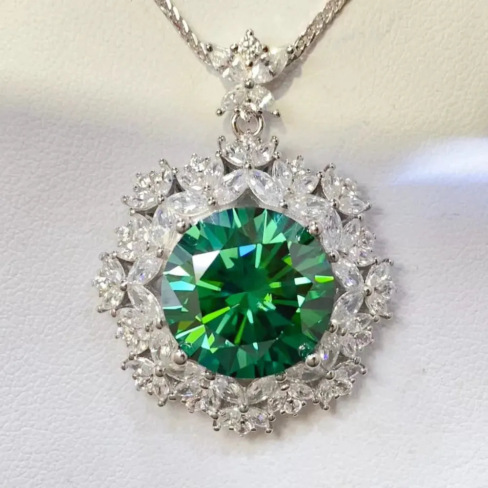 10 Carat Moissanite 925 Sterling Silver Pendant Necklace by Partner Labels