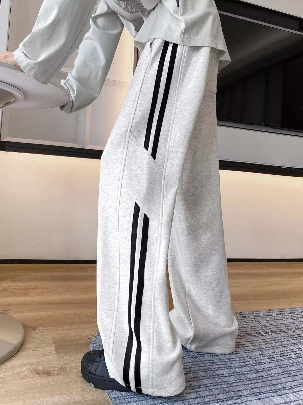 Men's Plus Size Striped Wide-Leg Casual Pants by Partner Label