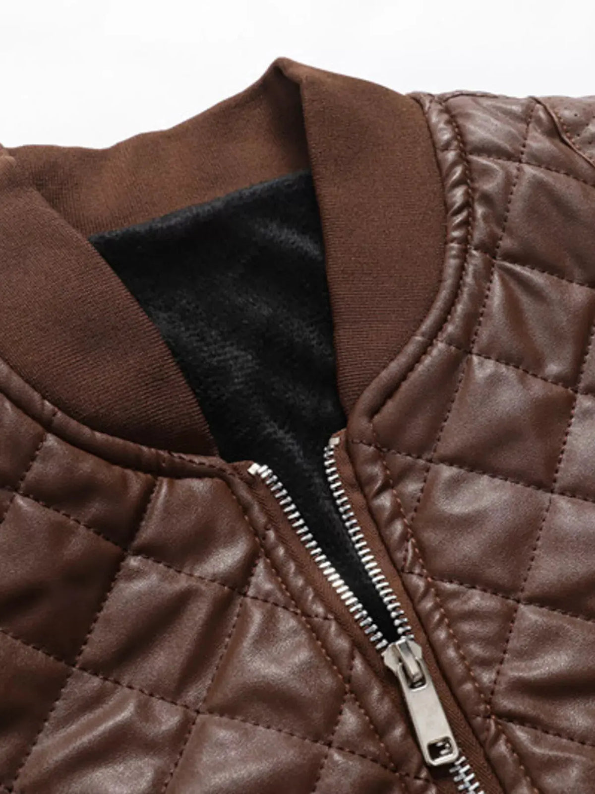 Men's Plus Size Quilted Faux Leather Bomber Jacket by Partner Label