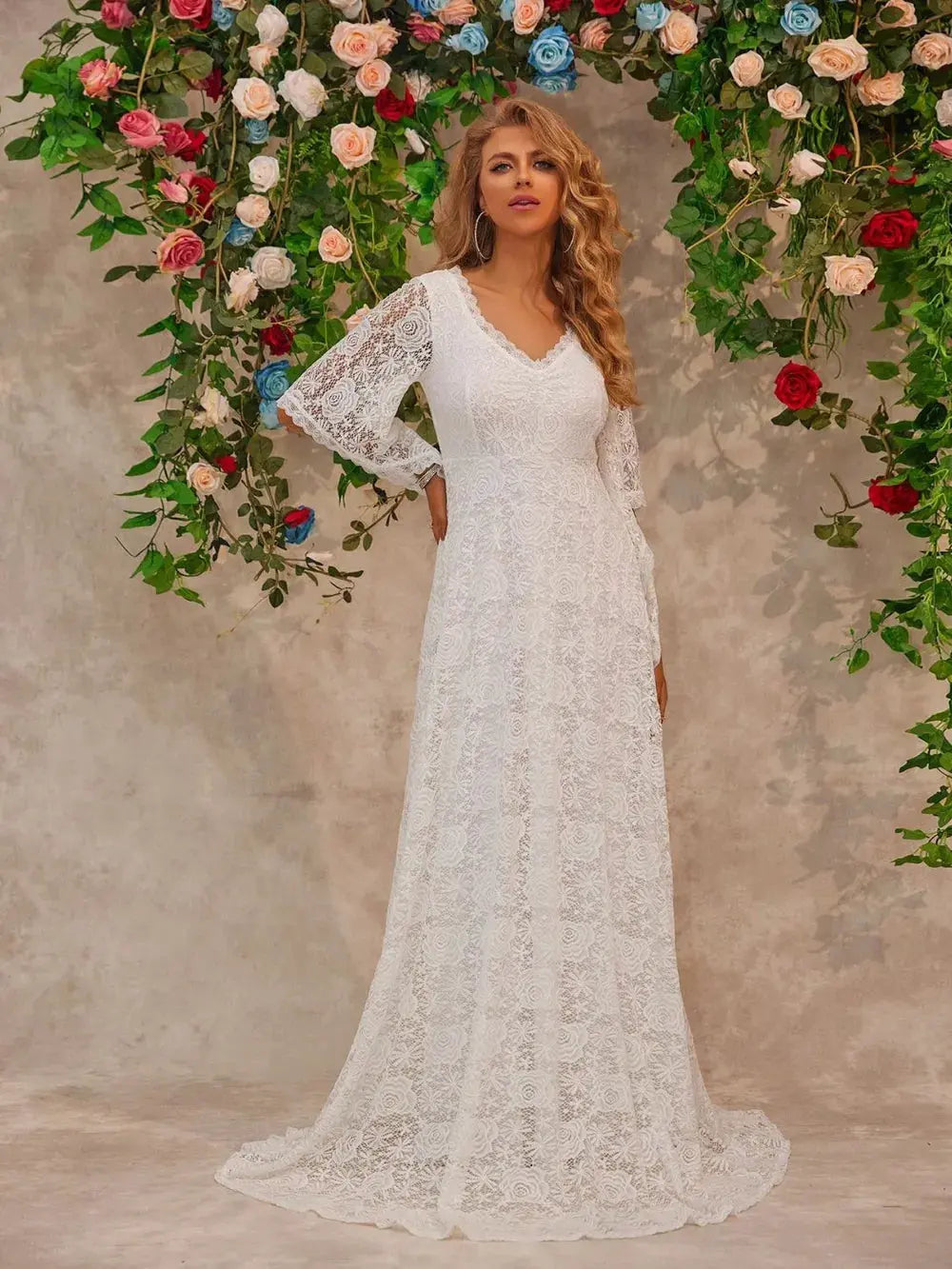 Lace V-Neck Floor length Dress by Partner Label