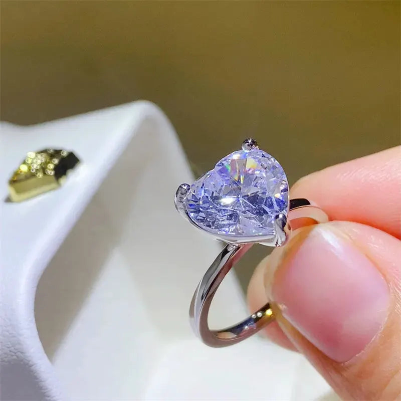 5 Carat 925 Sterling Silver Moissanite Heart Shape Ring by Partner Label