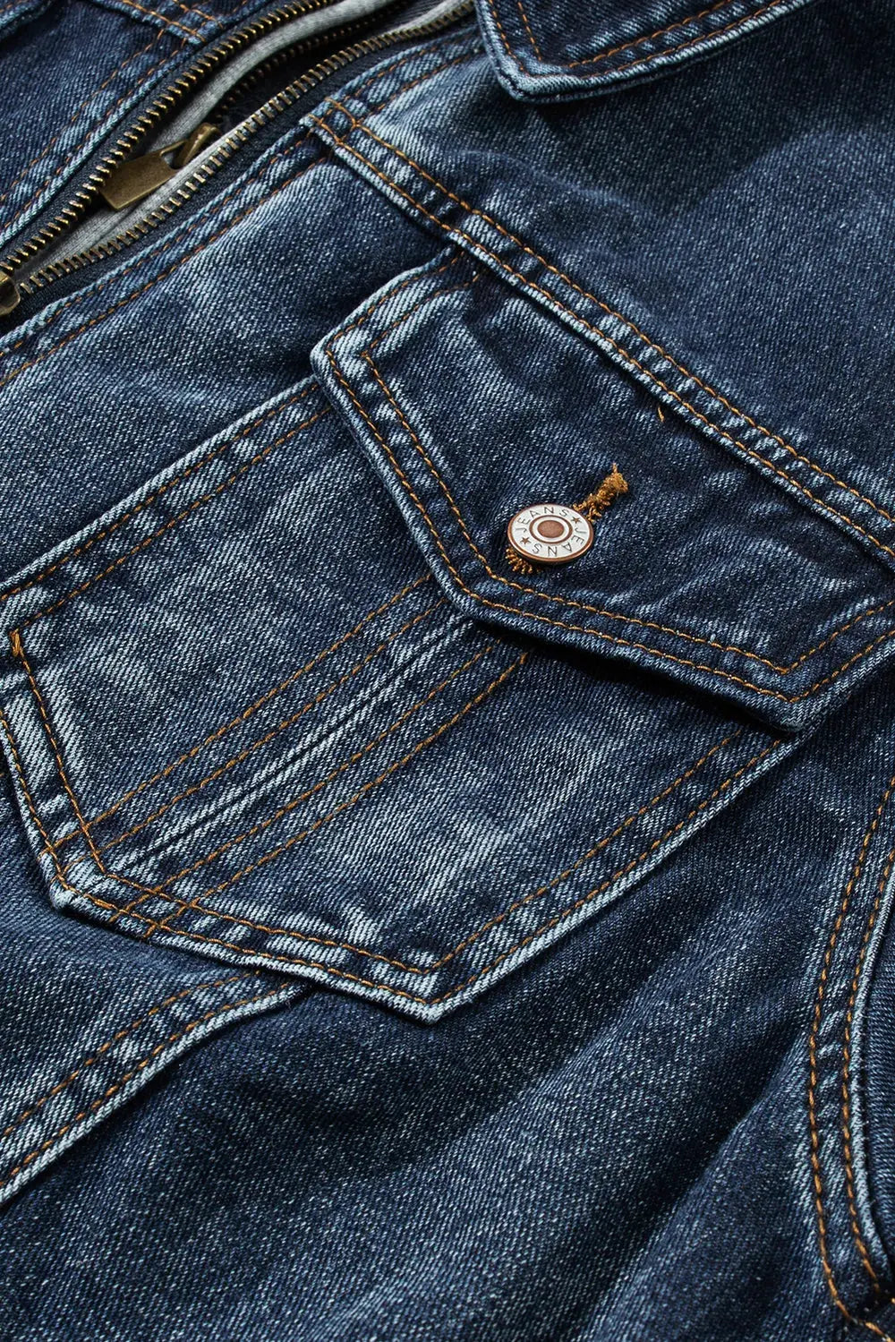 Fake Two-Piece Hooded Zip-Up Denim Jacket by Partner Label