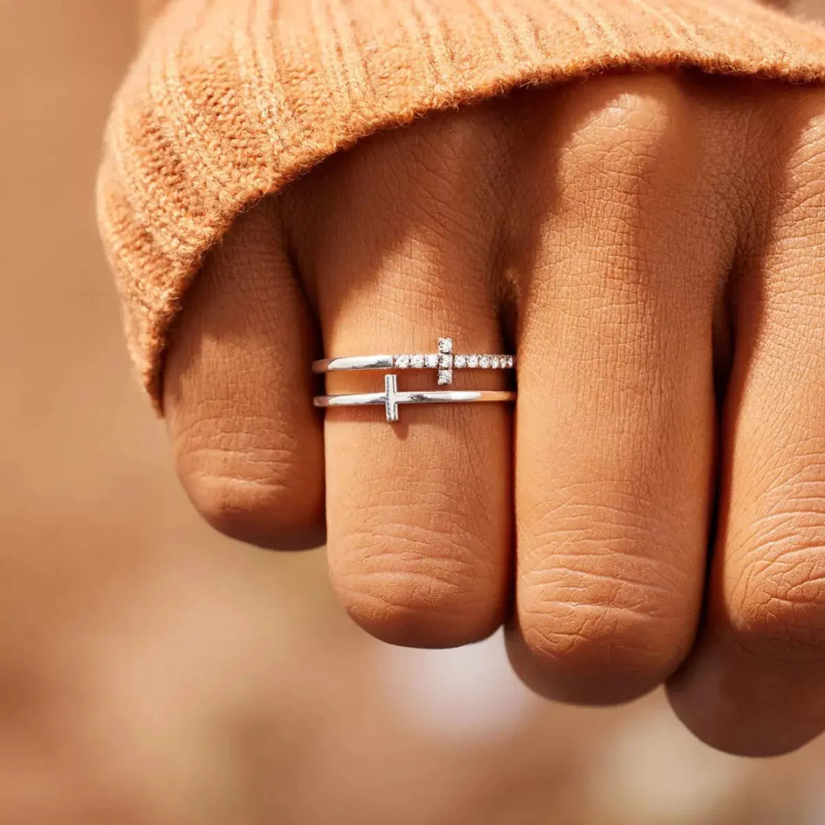 Double Band Cross Ring by Partner Label