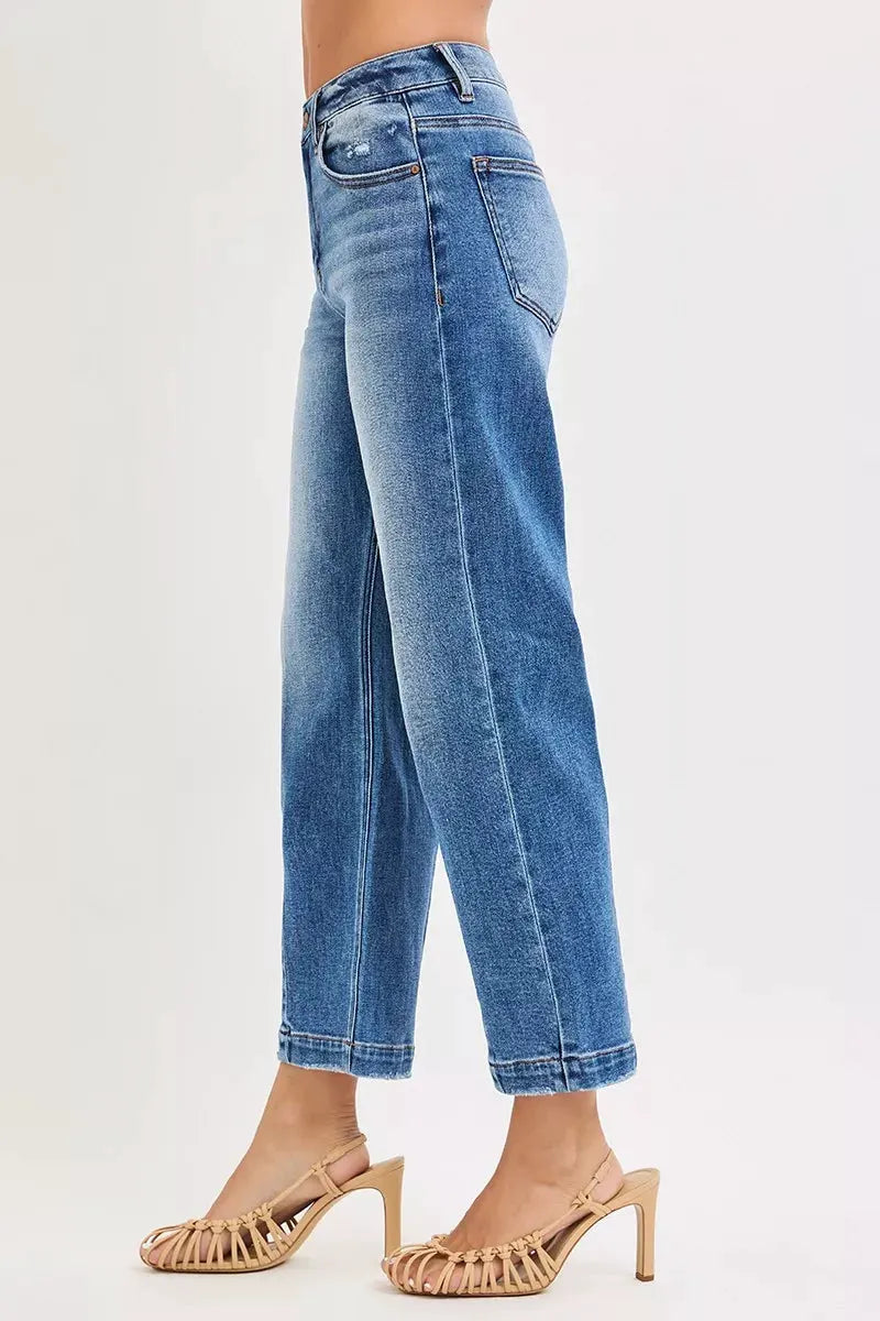 RISEN High Rise Crop Boyfriend Tapered Jeans by RISEN