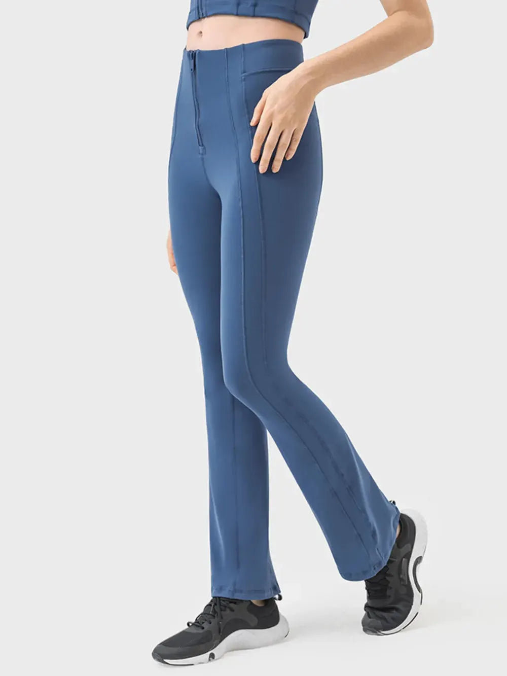 Millennia Zipper Detail High Waist Active Pants by Millennia