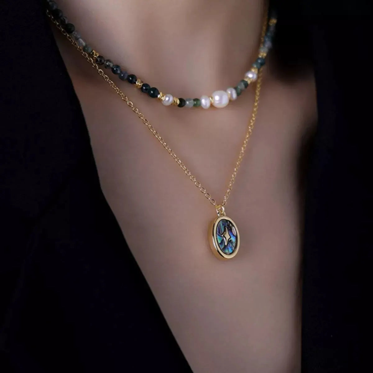 2 Piece Freshwater Pearl 18K Gold-Plated Pendant Necklace by Partner Label