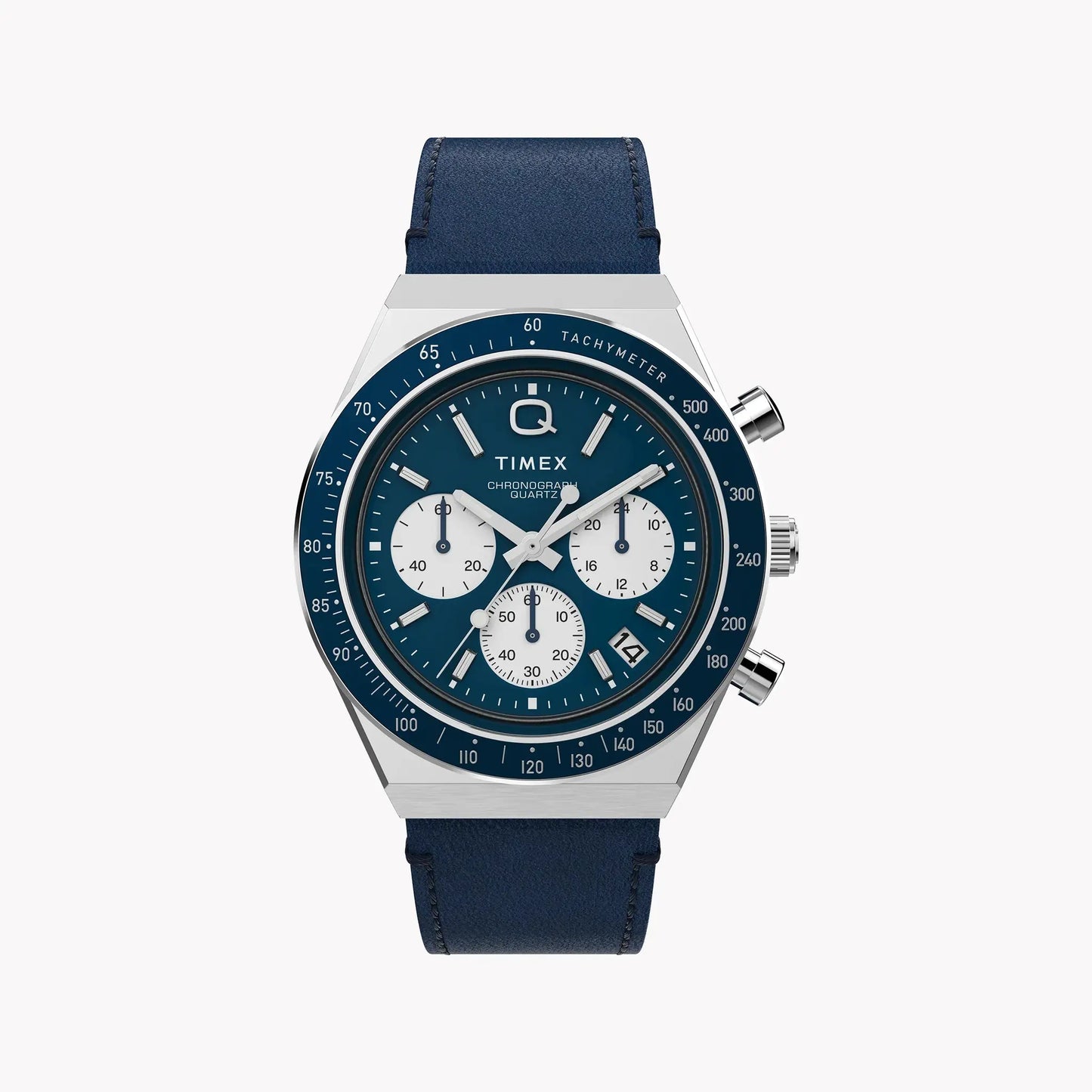 Timex Men's Blue Leather Chrono, Stainless Steel | Tw2w51700 by TIMEX