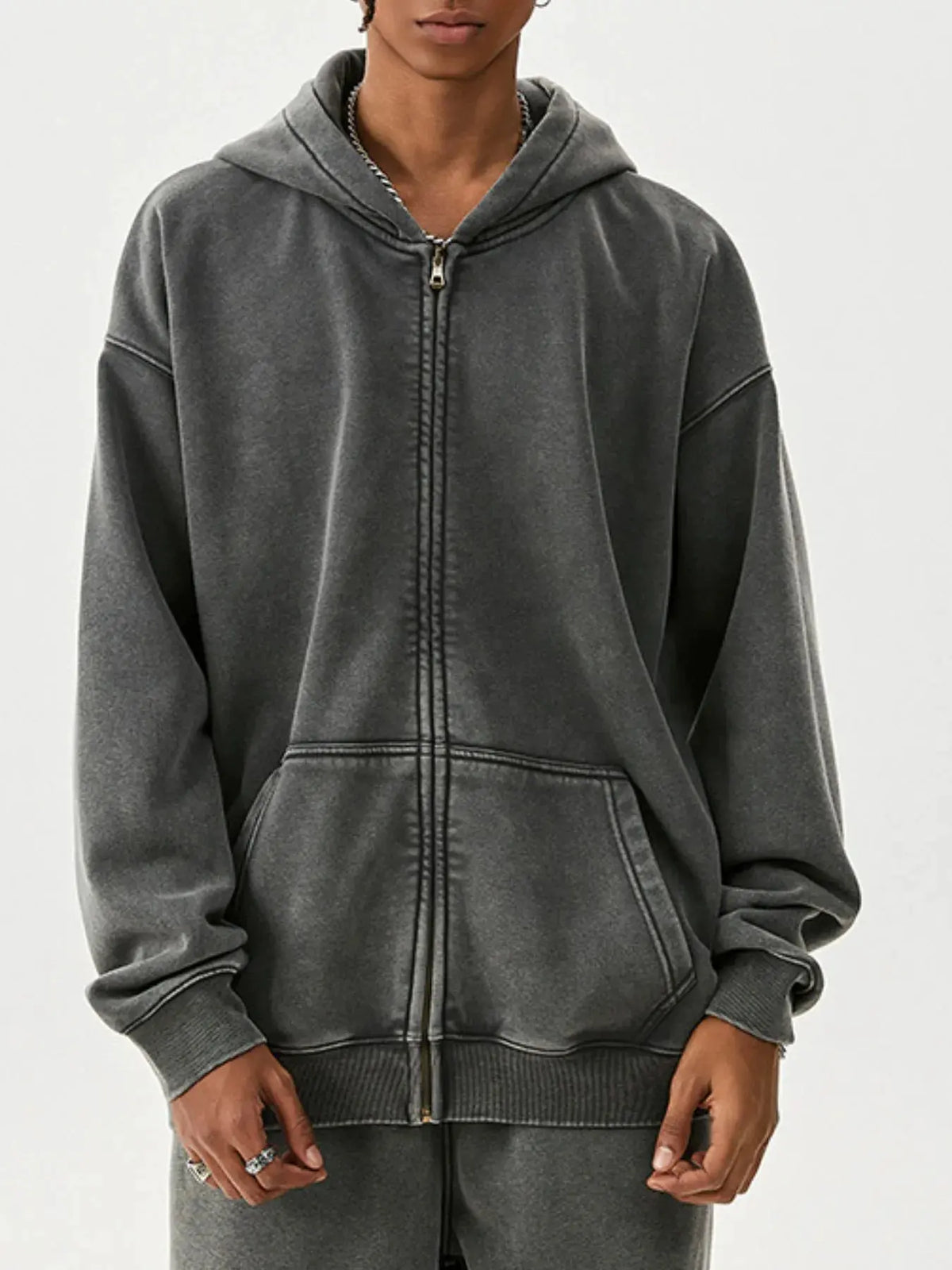 Men's Zip Up Long Sleeve Hoodie by Partner Label