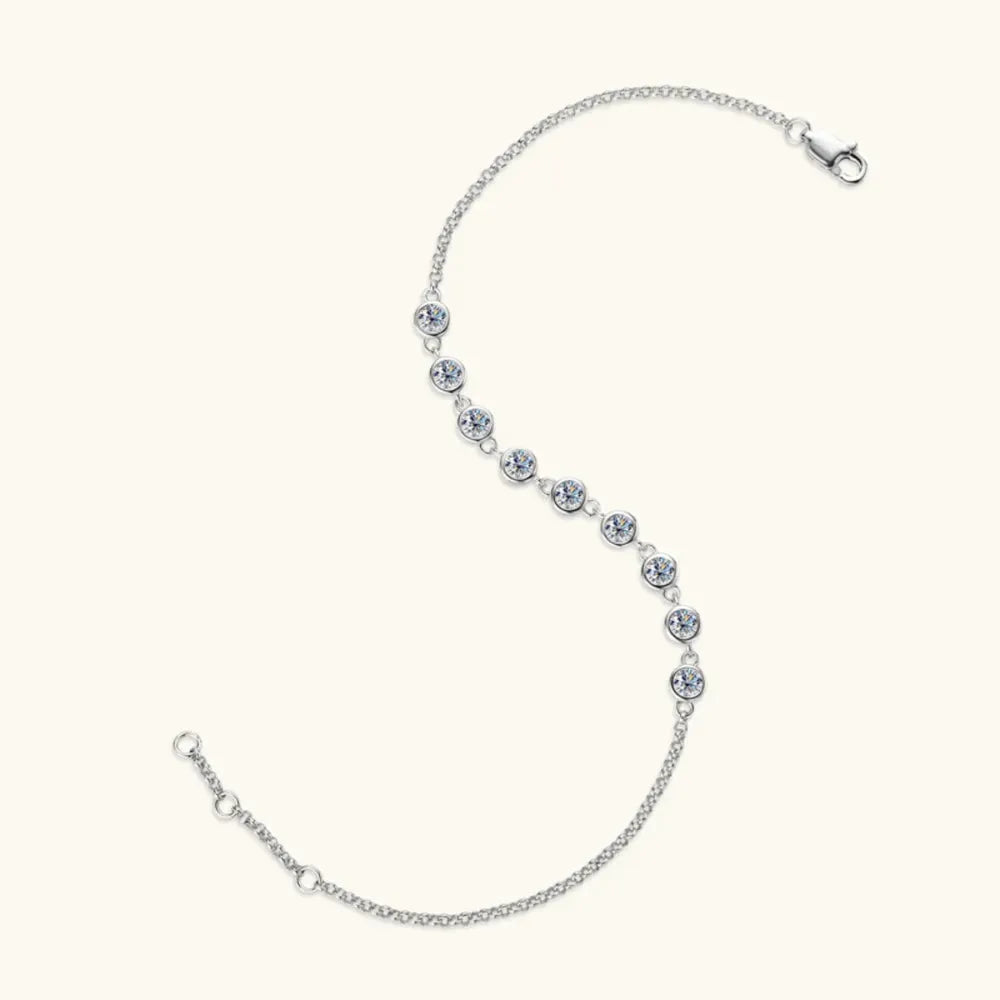 Inlaid Moissanite 925 Sterling Silver Bracelet by Partner Label