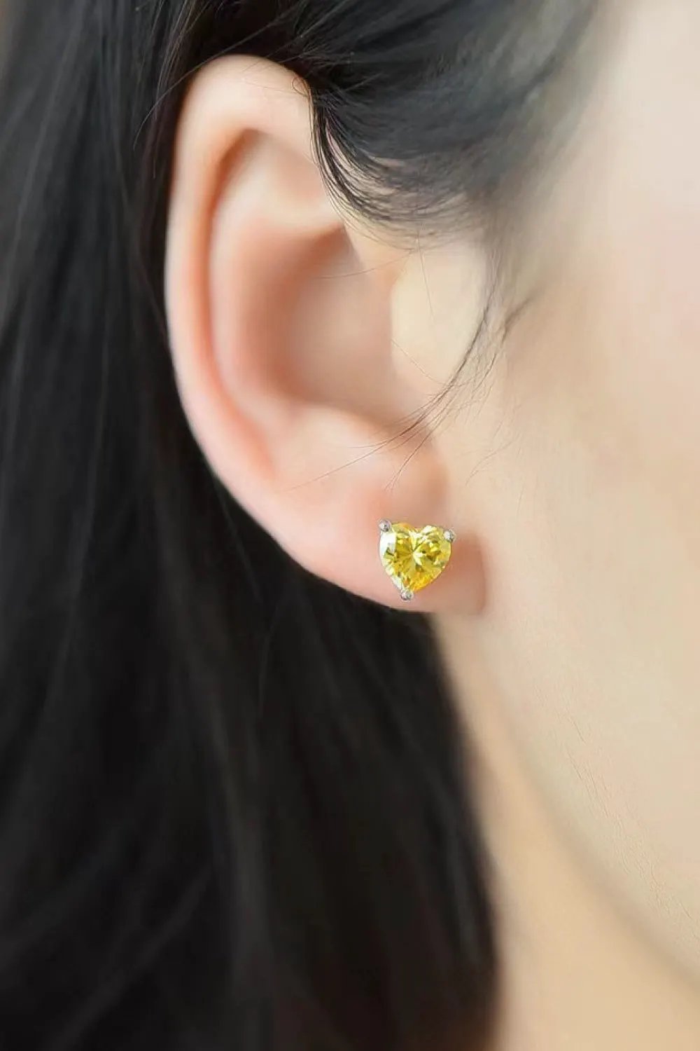 2 Carat Yellow Heart Moissanite Platinum-Plated Earrings by Partner Label