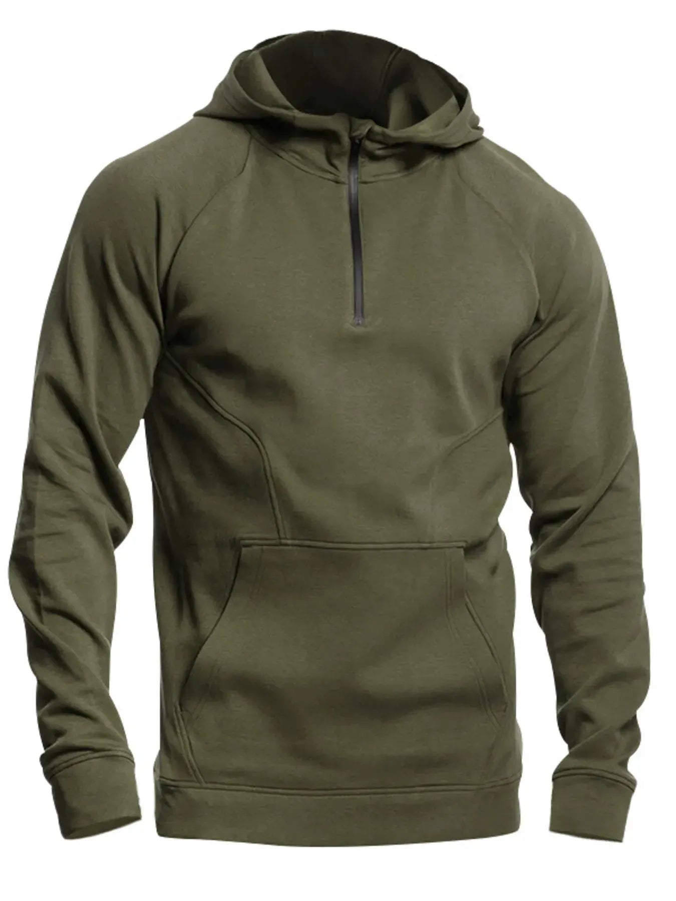 Men's Full Size Quarter Zip Long Sleeve Hoodie Plus Size by Trendsi