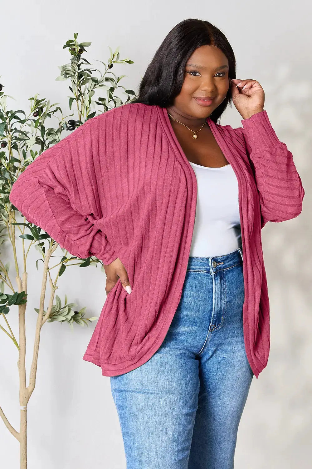 Basic Bae Full Size Ribbed Cocoon Cardigan by Basic Bae