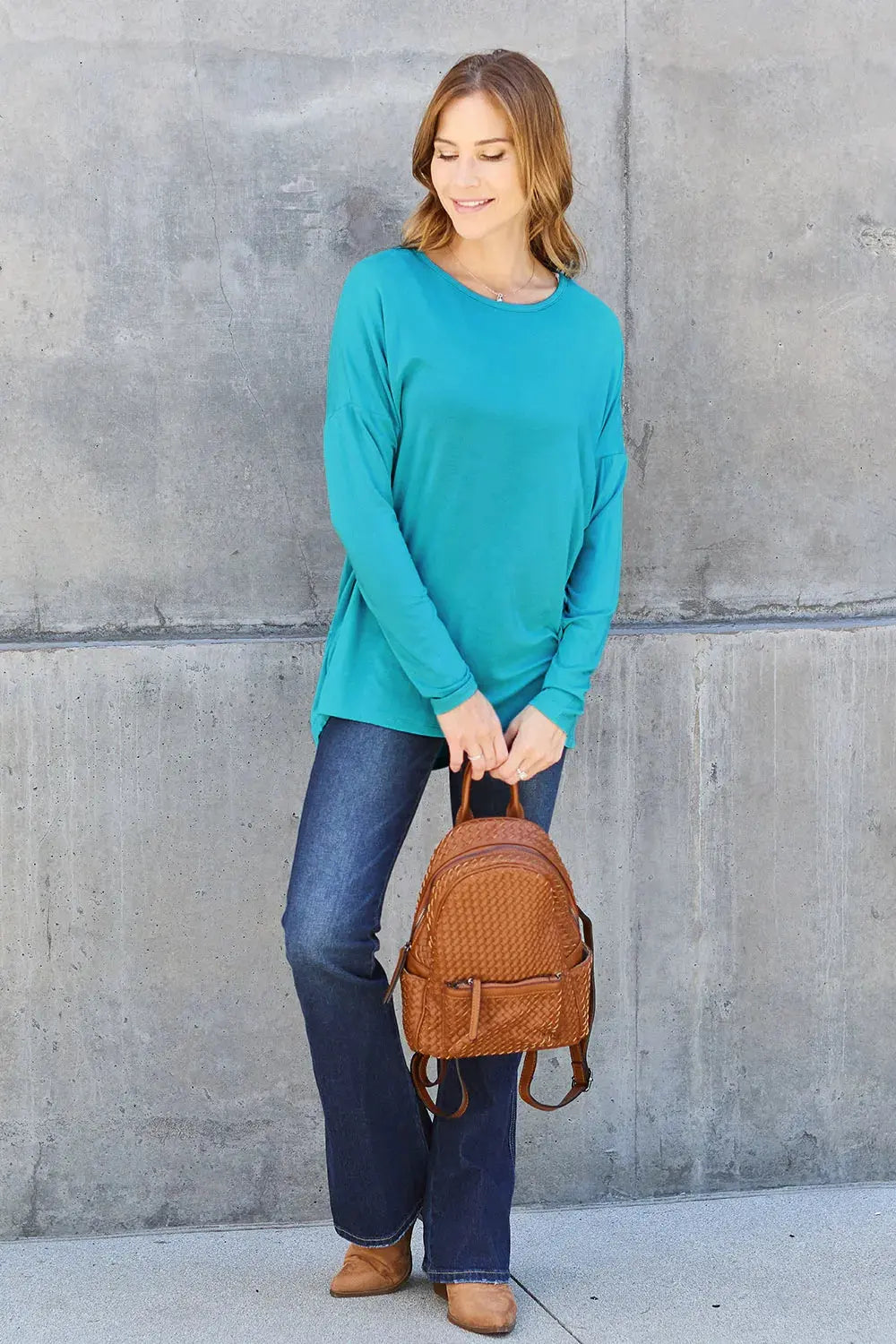 Basic Bae Full Size Round Neck Dropped Shoulder T-Shirt by Basic Bae
